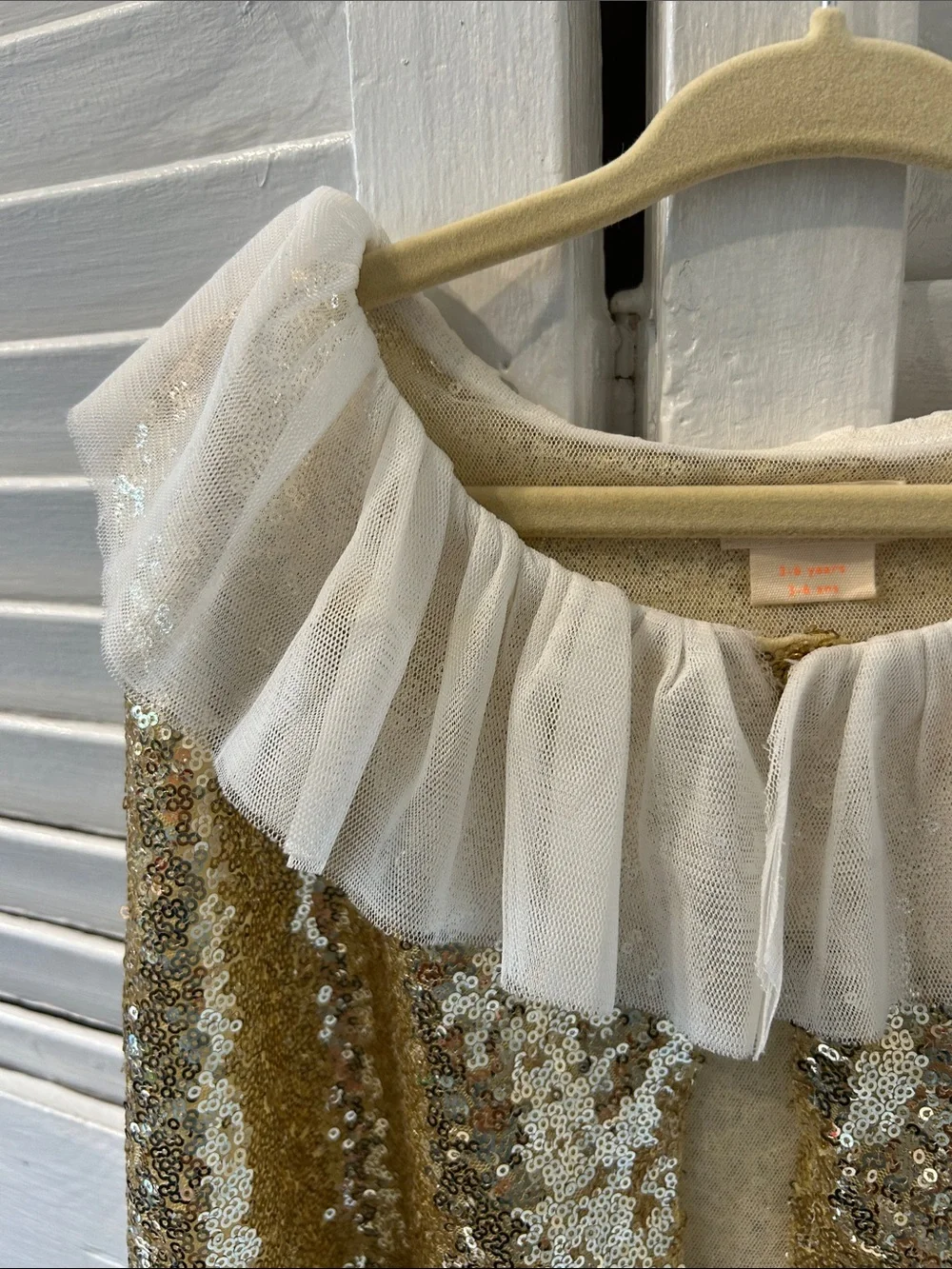 Meri Meri Gold Sequin Cape with Cream Ruffle Collar